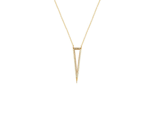 Sparkling CZ 3D Open Triangle Pendant Necklace in Gold Plated Sterling Silver, 20"+2 Necklaces