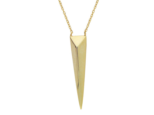 Silver Gold Plated Triangle Pendant Necklace High Polish 20"+ 2" Necklaces