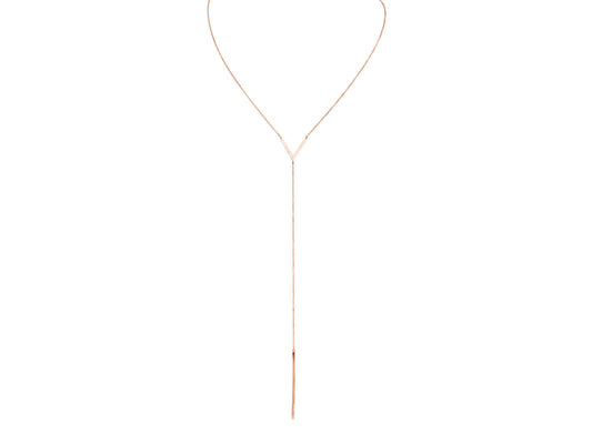 Rose Gold Sterling Silver Y Necklace : Length, 20-22 Inches Necklaces