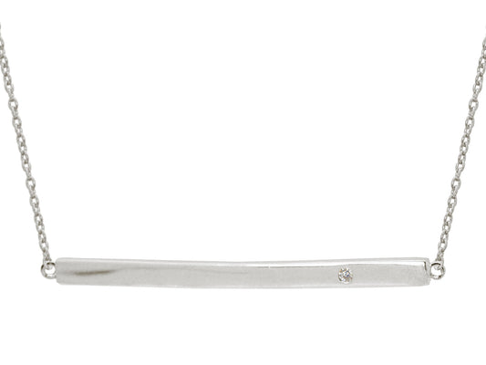 Sterling Silver Sparkling Horizontal Bar Necklace, 15.5" + 2" Necklaces