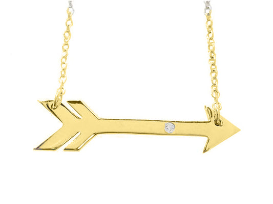 Sideways Golden Arrow Necklace Necklaces