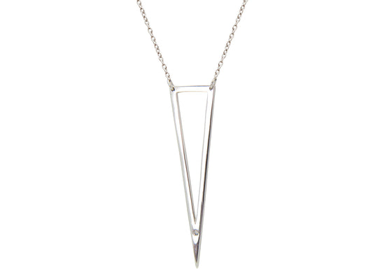 Open Triangle Cz Pendant Necklace in Sterling Silver, 16"+2" Necklaces