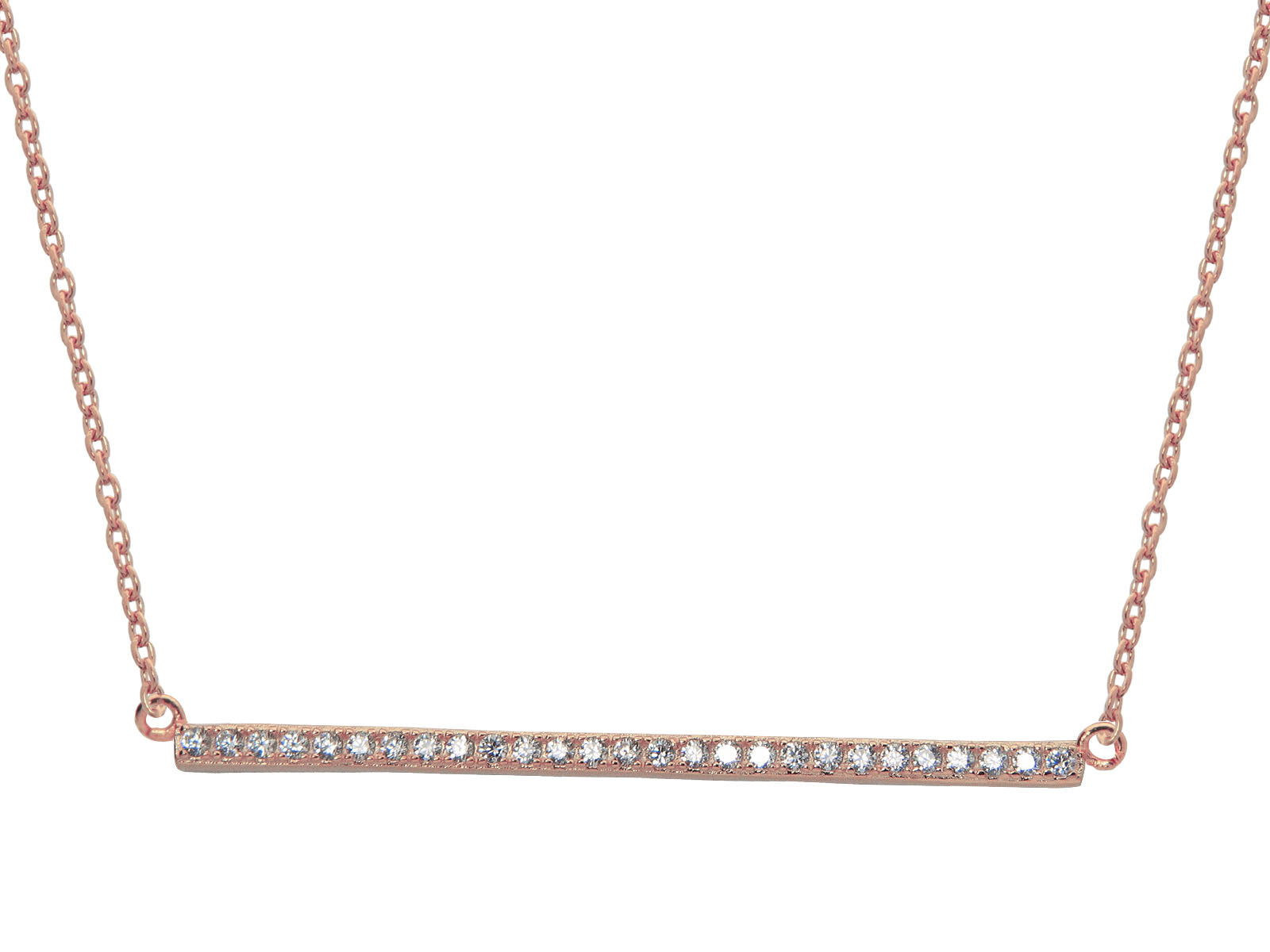 Sparkling Rose Bar Golden Necklace, 16" + 1" Necklaces