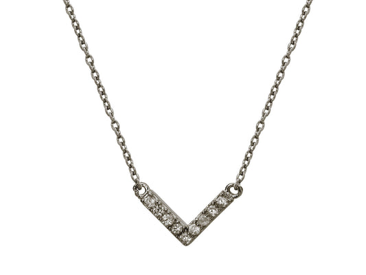 Gunmetal Black Chevron "V" Cubic Zirconia Necklace in Sterling Silver Necklaces