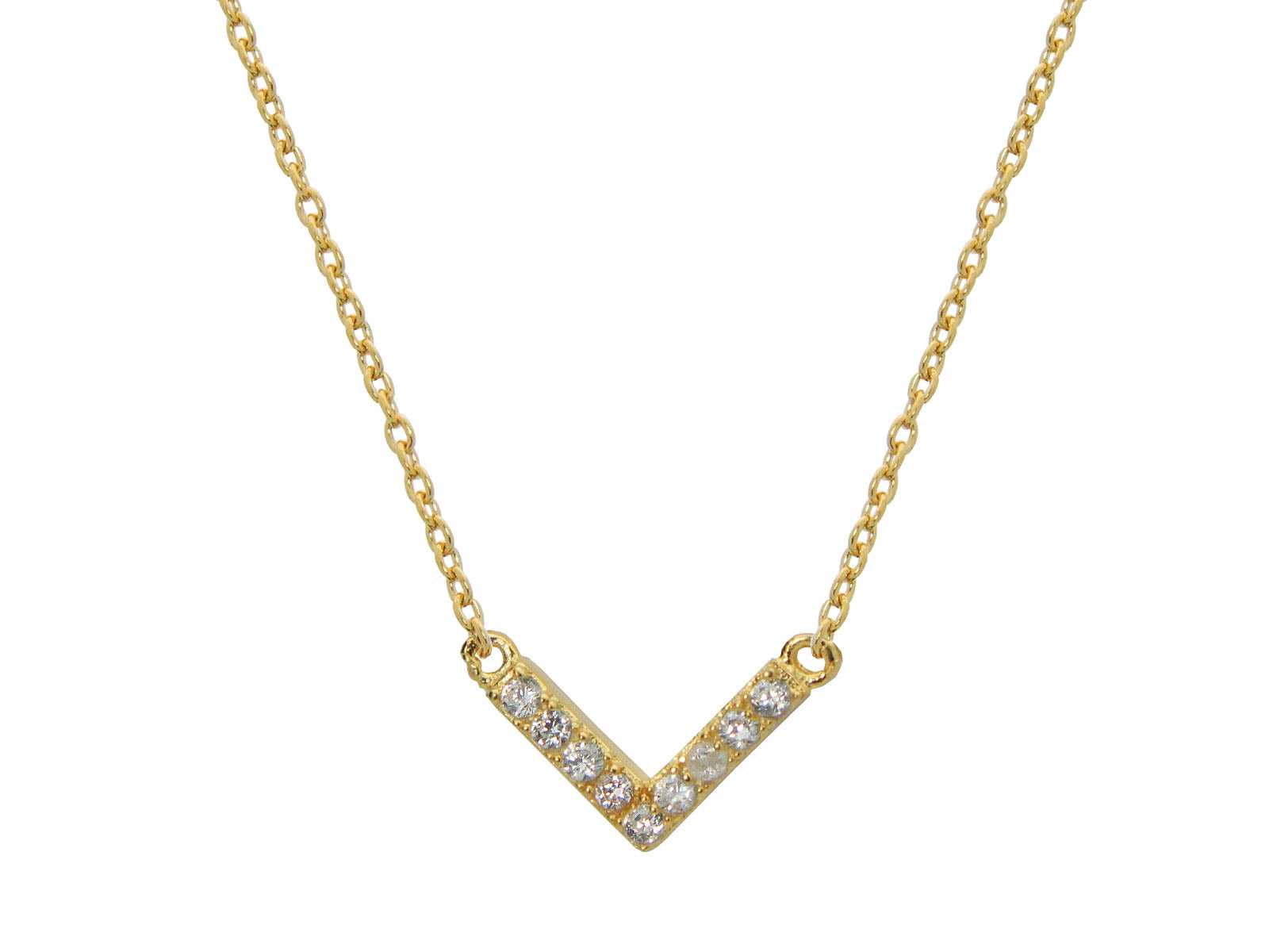 Sparkling CZ Gold Chevron Necklace Necklaces