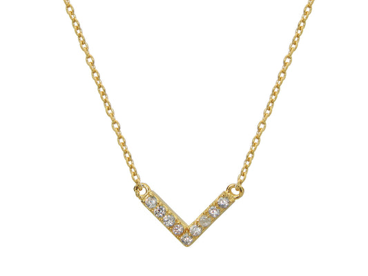 Sparkling CZ Gold Chevron Necklace Necklaces
