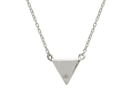 Mini Triangle & CZ Necklace, 15" +1" Necklaces
