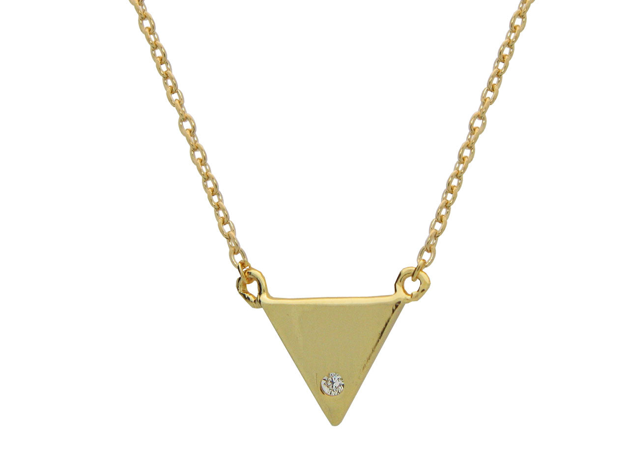 Mini Triangle & CZ Necklace, 15" +1" Necklaces