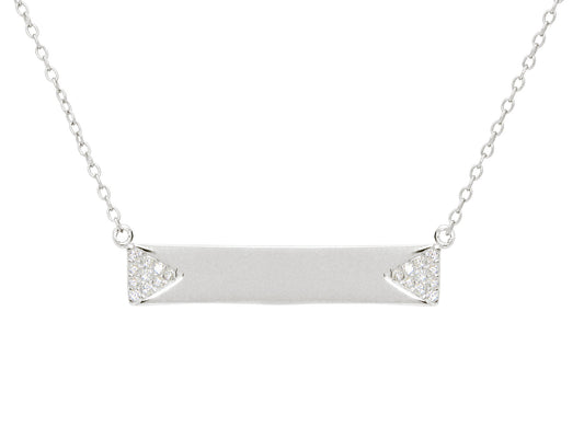 Sparkling Triangles Engravable Platinum Plated Bar Necklace Necklaces