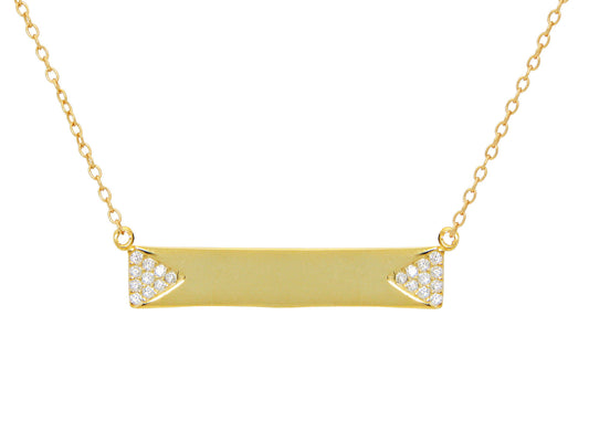 Sparkling Triangles Engravable Gold Plated Bar Necklace Necklaces