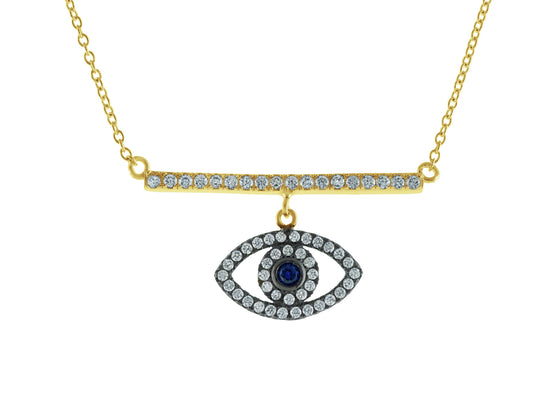 Evil Eye Vermeil Bar Necklace Necklaces