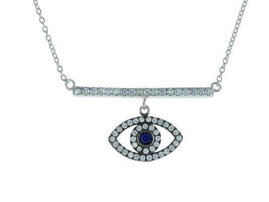 Evil Eye Silver Bar Necklace Necklaces