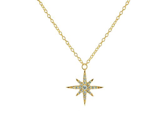 Small Golden Starburst Sun Pendant Necklace Necklaces