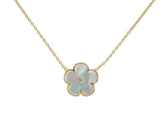 Mother of Pearl Daisy Flower Necklace Necklaces