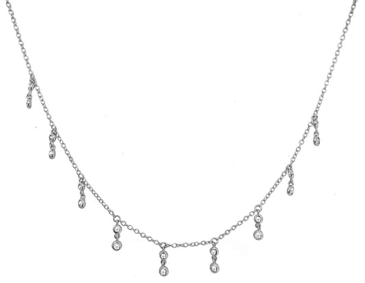 Stacked Nude Brilliance Choker Optional Station Necklace (Silver) Necklaces