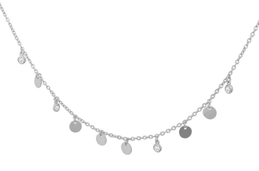 Mismatched Discs & Stones Choker Optional Necklace (Silver) Necklaces