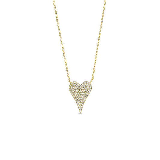 14k Gold Plated Silver Pave CZ Heart Pendant Necklace Necklaces