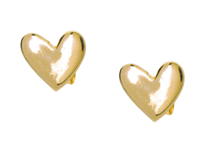 BecKids 18k Gold Plated Sterling Silver High Polish Heart Stud Teen Girls Earrings, 8mm Earrings