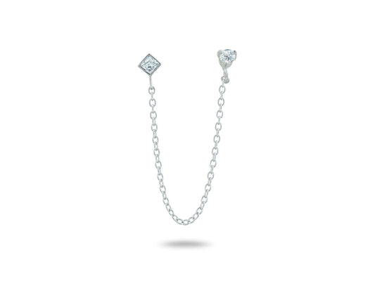 Single Ear CZ Dangler Earrings