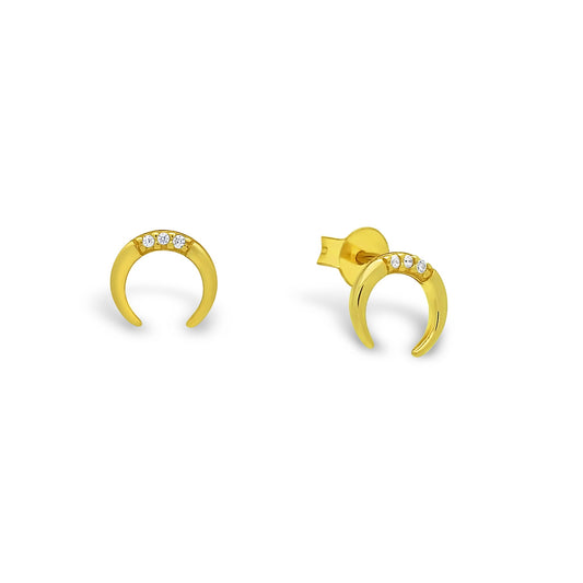 Sparkling Gold Horn Studs Earrings