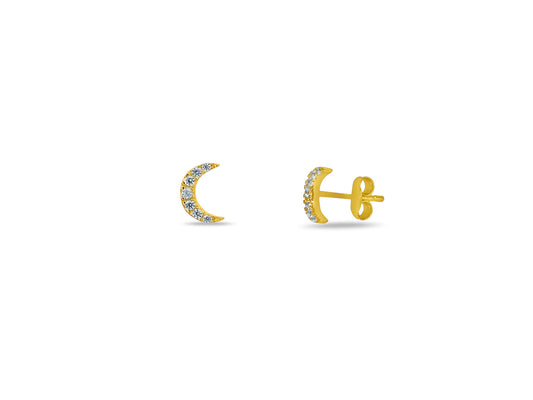 Sparkling Golden Moon Stud Earrings Earrings