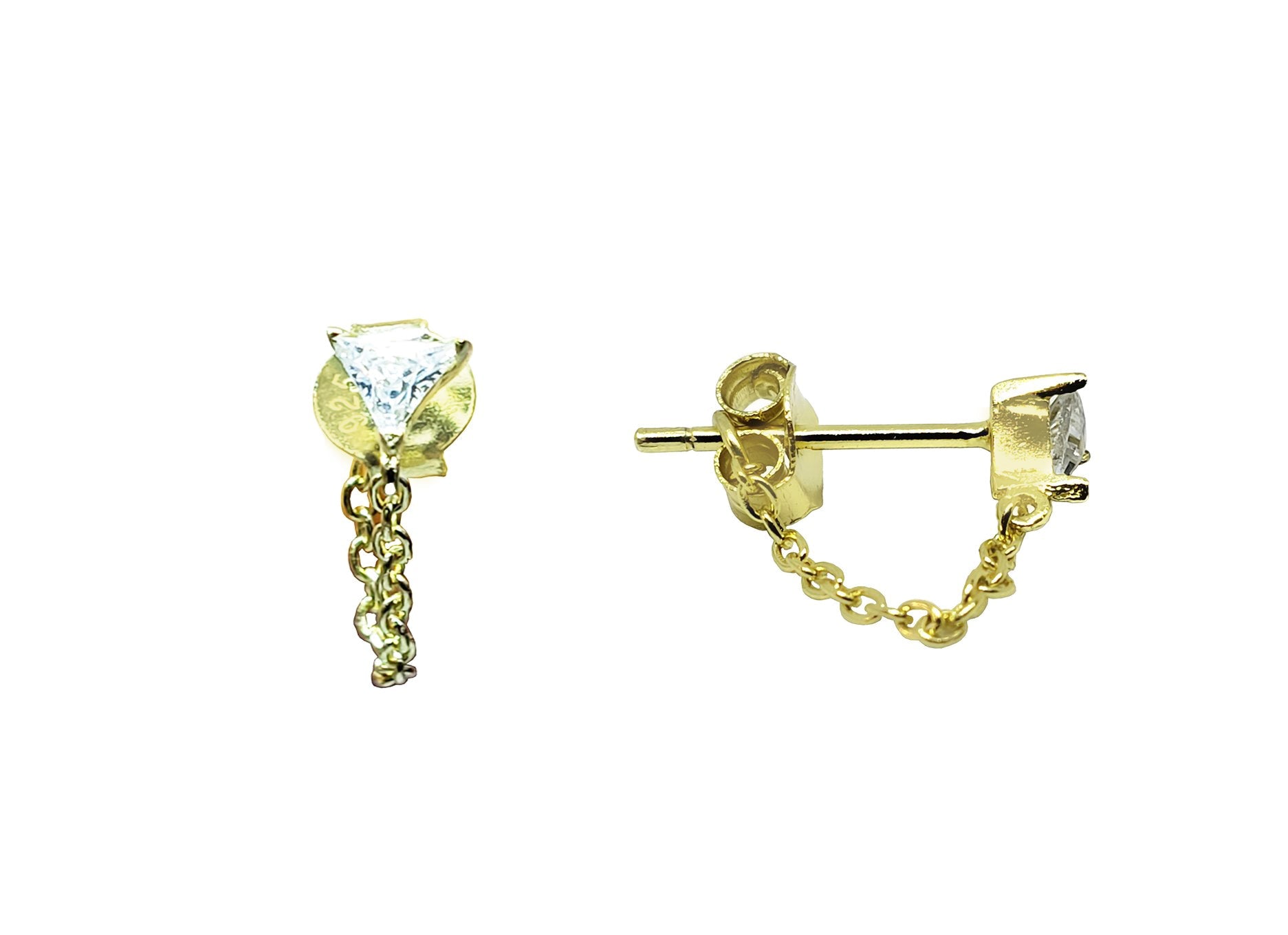 CZ & Chain Stud Earrings Earrings