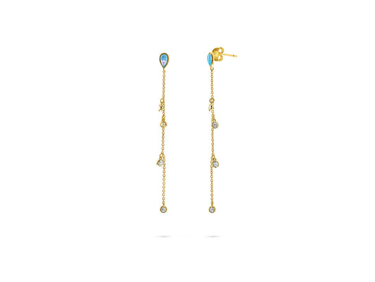 Mini Opal Tear Drop Stud Dangling CZ Earrings Earrings