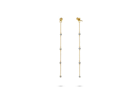 Golden Ball & Pearl Strand Earrings Earrings