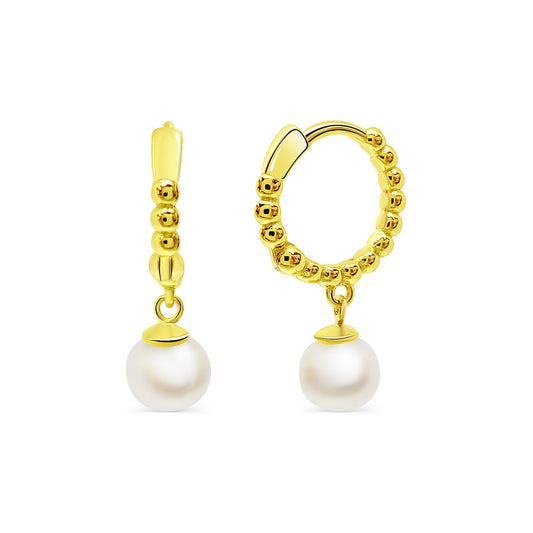 Mini Hoop & Dangling Pearl Earrings Earrings