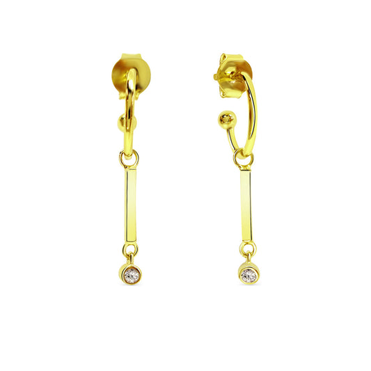 Mini Hoop & Short CZ Bar Earrings Earrings