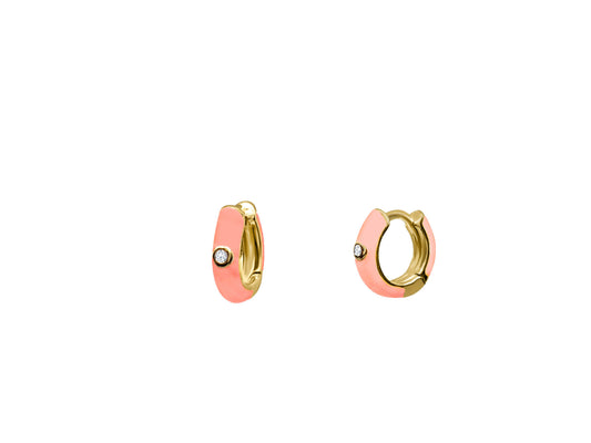 Mini Sparkling Enamel Hoop Earrings (Pink) Earrings