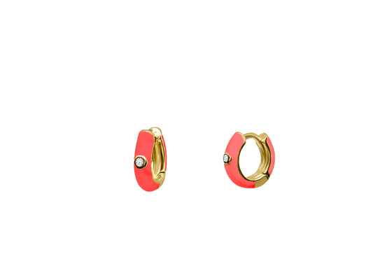 Mini Sparkling Enamel Hoop Earrings (Red) Earrings