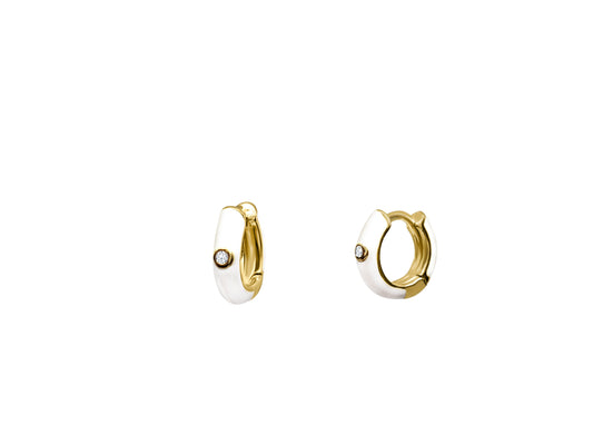 Mini Sparkling Enamel Hoop Earrings (White) Earrings