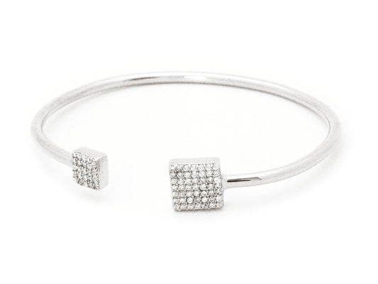 Square CZ Ends Cuff Bangle Bracelets