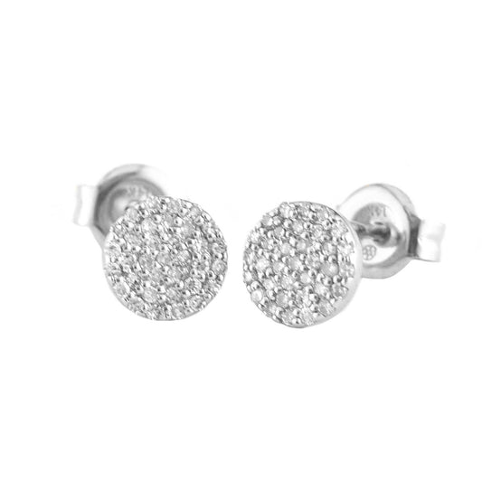 14k White Gold Diamond Circle Stud Earrings EARRINGS