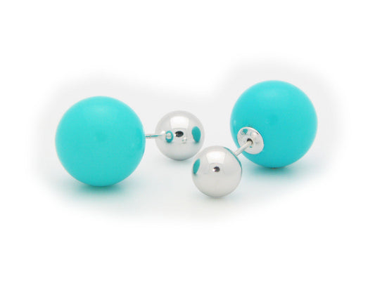 Double Sided Turquoise Tribal Earrings | 925 Sterling Silver Earrings