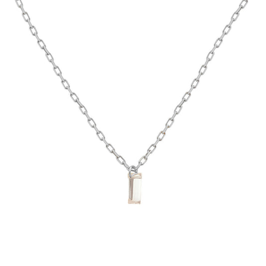 18k White Gold Mini Baguette Diamond Necklace Necklaces