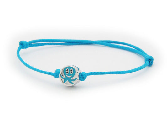 BecKids Blue Cord Bracelet Little Boy Enamel Charm Sterling Silver, Adjustable Bracelets