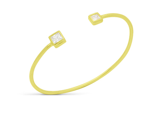 Golden Square Ends Bangle Bracelets