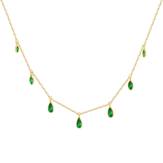 14k Gold Green Emeralds Necklace Necklaces