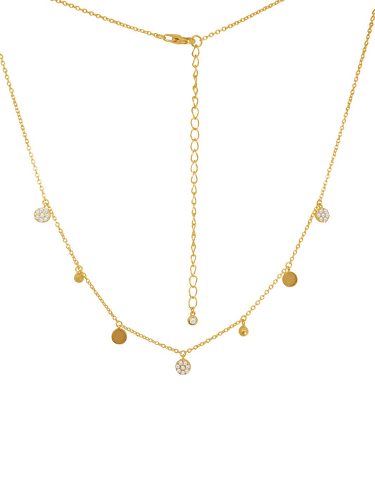 Sparkling Mismatched Disc Necklace (Vermeil) Necklaces