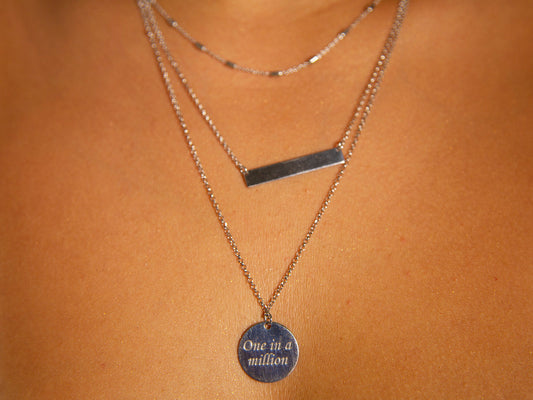 Triple LayerOne In A Million Engravable ID Nameplate Necklace Necklaces
