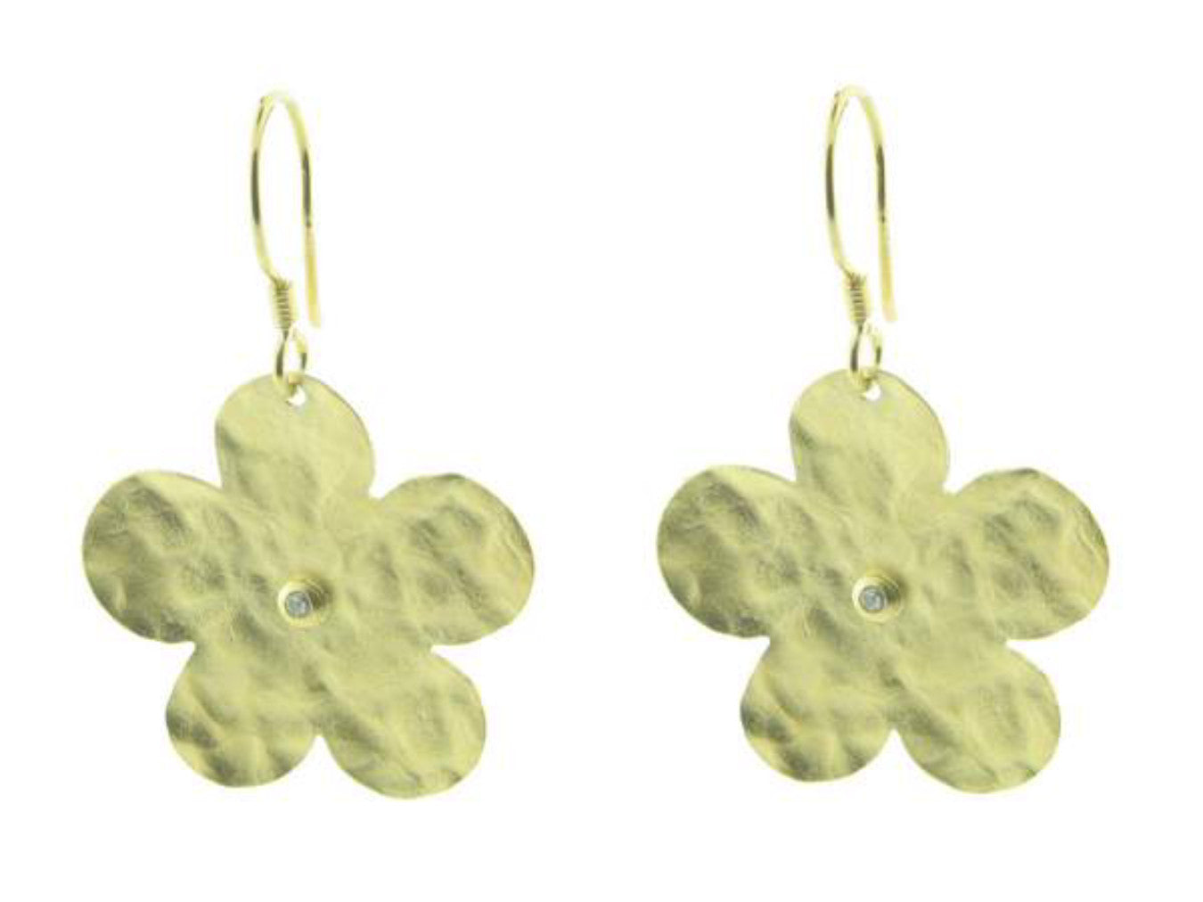 Hammered Flower Hook Earrings Earrings