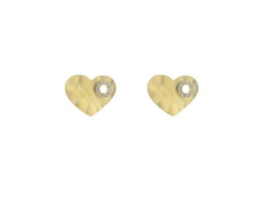 Signature Golden Hammered Heart Stud Earrings Earrings