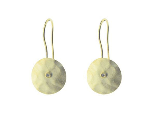 Hammered Sparkling Disc Hook Earrings Earrings