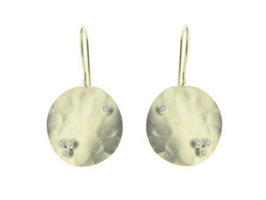 Hammered Sparkling Disc Hook Earrings Earrings