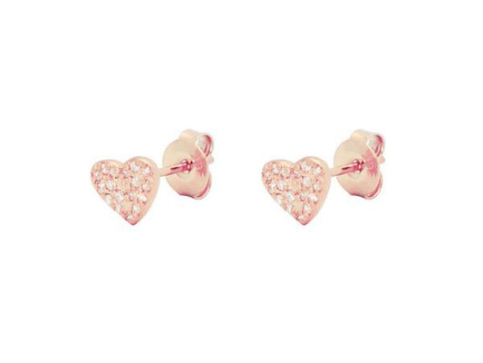 Rose Pave CZ Heart Stud Earrings Earrings