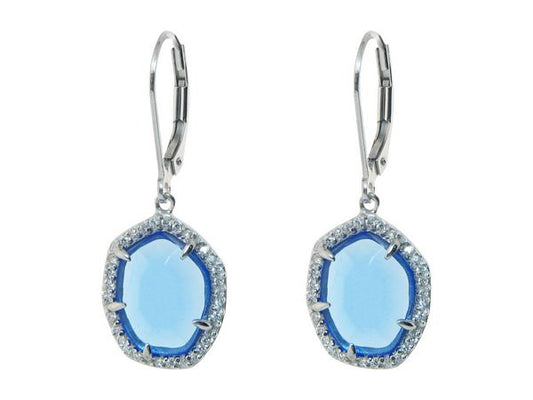 Sparkling Blue Leverbacks Earrings