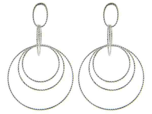 Gunmetal 925 Sterling Silver Diamond Cut Dangling Round Earrings Earrings