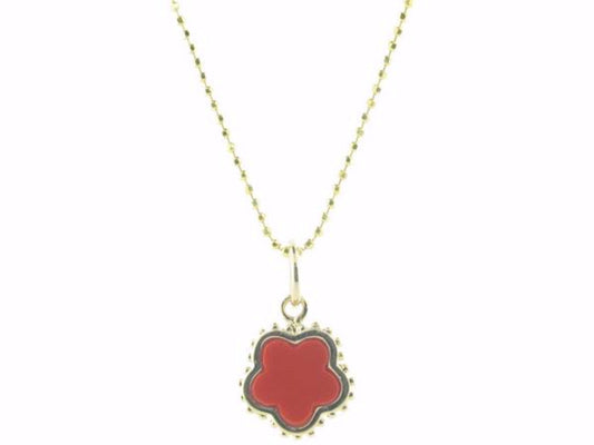Coral Flower Pendant Necklace in Gold Plated , 16" Chain Necklaces